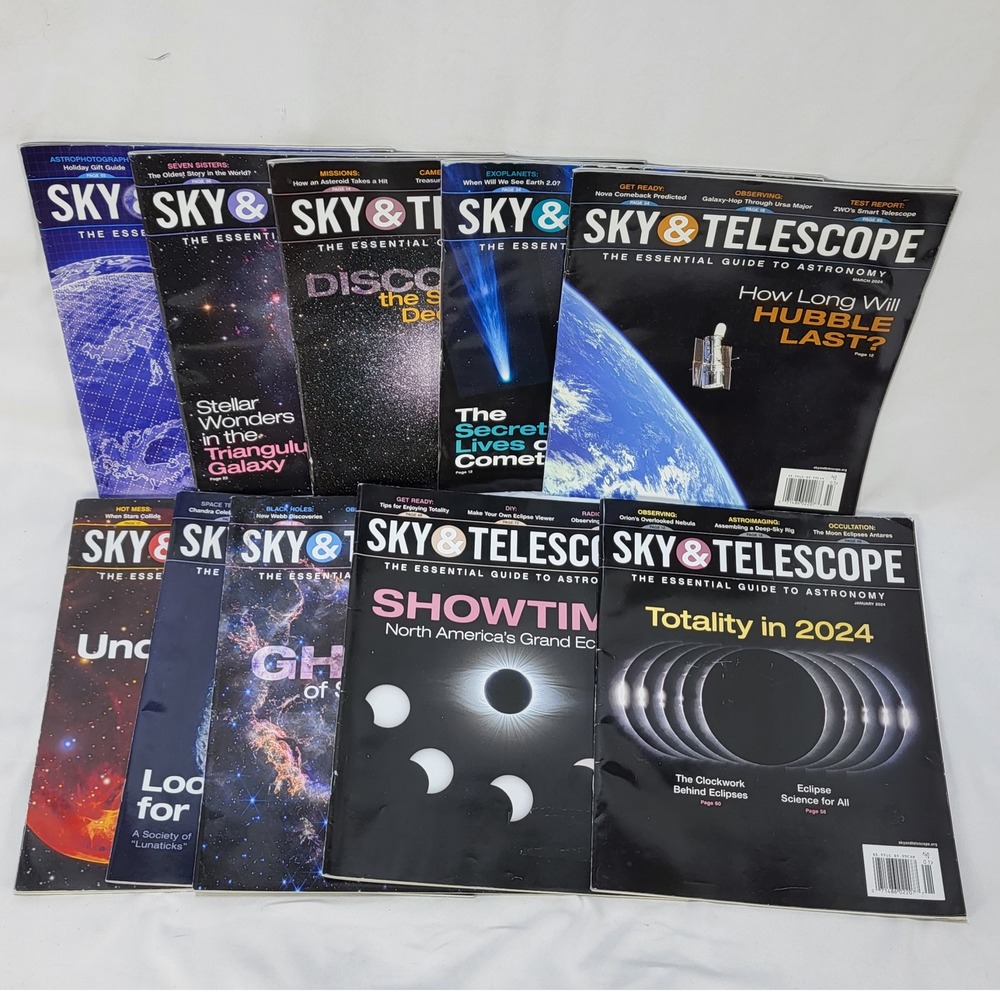 Sky & Telescope Magazine 2024 Lot 10 issues Total Solar Eclipse Almanac